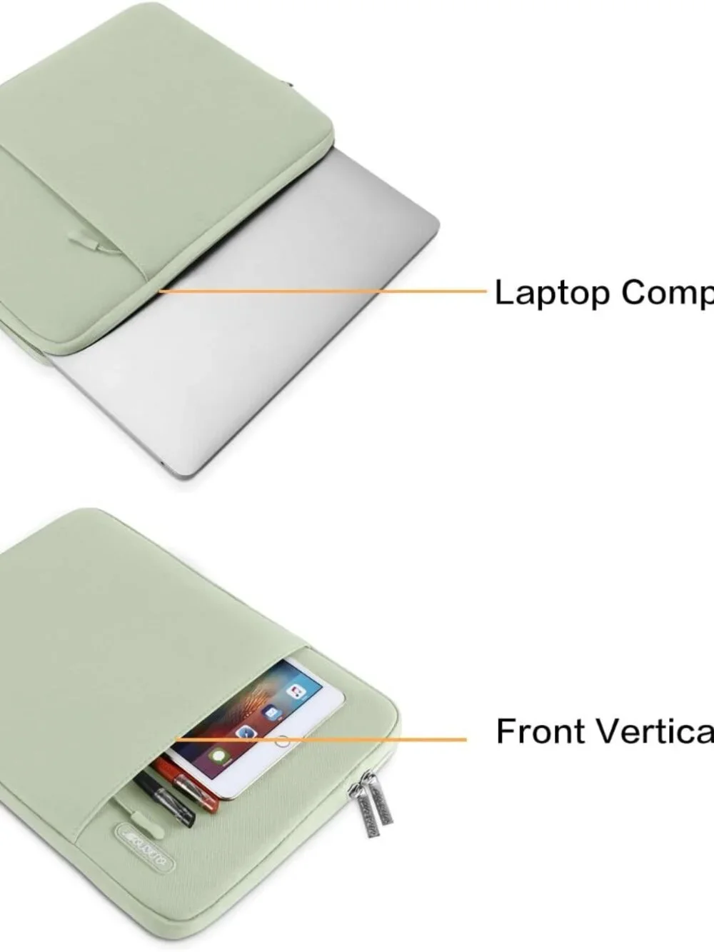 Mosiso Laptop Sleve with Front Pocket, Sage Green, 13-13.3 inch